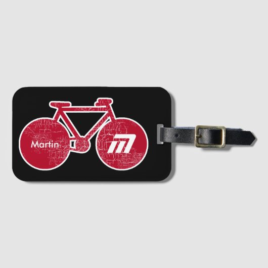 rotes Fahrrad personalisiert Gepäckanhänger (Vorderseite (Horizontal))