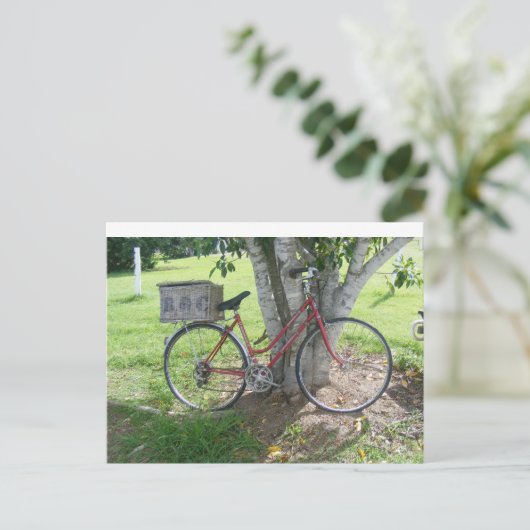 Rotes Fahrrad Postkarte (Stehend Vorderseite)
