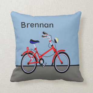 Rotes Fahrrad-und Straßen-Namenskundengerechtes Kissen