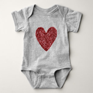 Rotes falsches Strickherz Baby Strampler