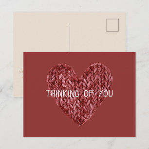Rotes falsches Strickherz Postkarte