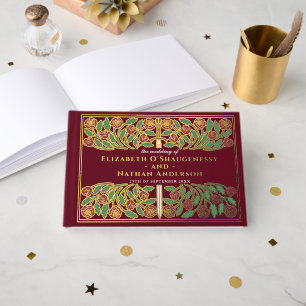 Rotes Fantasy-Royal-Mittelalter-Blumen-Schwert Hoc Gästebuch