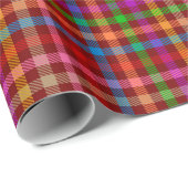 Rotes farbenfrohes Gingham-Karo-Muster Geschenkpapier (Rolleneckpunkt)