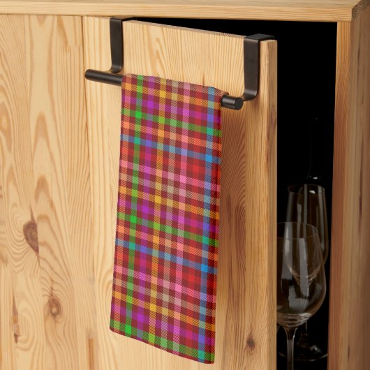Rotes farbenfrohes Gingham-Karo-Muster Geschirrtuch (Drittel gefaltet)