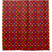 Rotes farbenfrohes Regenbogen-Punkte-Design  Duschvorhang (Vorderseite)