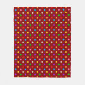 Rotes farbenfrohes Regenbogen-Punkte-Design Fleecedecke (Vorderseite)