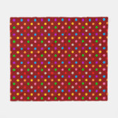 Rotes farbenfrohes Regenbogen-Punkte-Design Fleecedecke (Vorderseite (Horizontal))