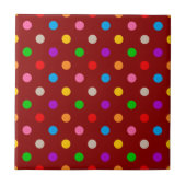 Rotes farbenfrohes Regenbogen-Punkte-Design Fliese (Vorderseite)