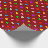 Rotes farbenfrohes Regenbogen-Punkte-Design  Geschenkpapier (Ecke)
