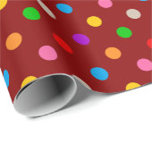 Rotes farbenfrohes Regenbogen-Punkte-Design  Geschenkpapier (Rolleneckpunkt)