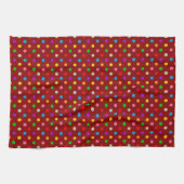 Rotes farbenfrohes Regenbogen-Punkte-Design Geschirrtuch (Horizontal)