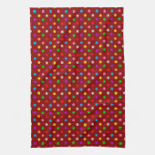 Rotes farbenfrohes Regenbogen-Punkte-Design Geschirrtuch (Vertikal)