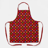 Rotes farbenfrohes Regenbogen-Punkte-Design Schürze (Vorderseite)