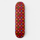 Rotes farbenfrohes Regenbogen-Punkte-Design Skateboard (Vorderseite)