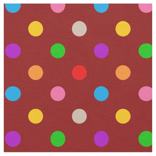 Rotes farbenfrohes Regenbogen-Punkte-Design  Stoff (Nahaufnahme)