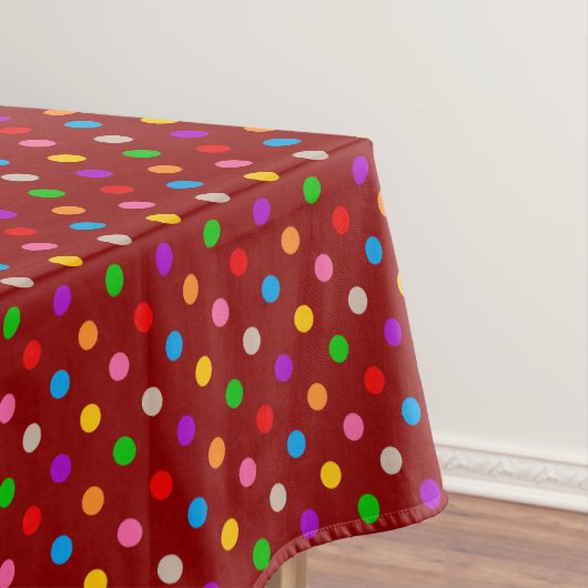 Rotes farbenfrohes Regenbogen-Punkte-Design Tischdecke (Beispiel)