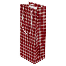 Rotes Farmhaus-Klassisches Weihnachtskaromuster Geschenktüte Für Weinflaschen