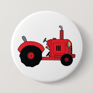Rotes Farmtraktor-Fahrzeug Button