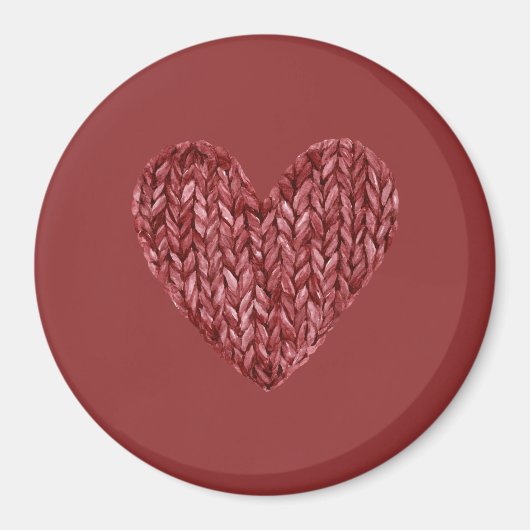 Rotes Faux-Knitt-Herz Magnet (Vorne)