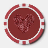 Rotes Faux-Knitt-Herz Pokerchips (Vorderseite)