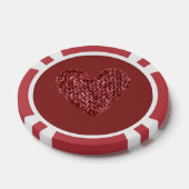Rotes Faux-Knitt-Herz Pokerchips (Einzeln)