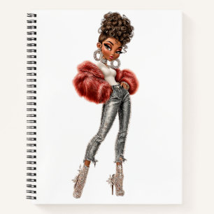 Rotes Fell Glam Girl Spiral Notizbuch