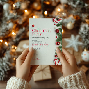 Rotes festliches minimalistisches Weihnachtsfest Einladung