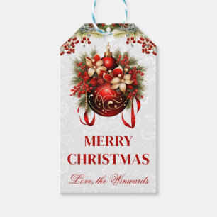 Rotes festliches Winterornament Weihnachten Geschenkanhänger