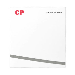 Rotes fettes Monogramm Professional Graue einfache Notizblock