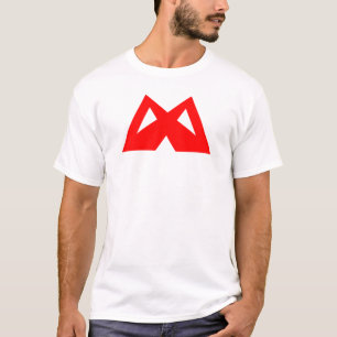Rotes, fettes, stilvolles, geometrisches Buchstabe T-Shirt