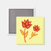 Rotes Feuer Blume Magnet (Vorderseite/Rückseite)