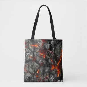 Rotes Feuer, schwarzer Stein fantastisch abstrakte Tasche