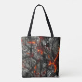 Rotes Feuer, schwarzer Stein fantastisch abstrakte Tasche (Rückseite)