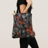 Rotes Feuer, schwarzer Stein fantastisch abstrakte Tasche (Von Nahem)