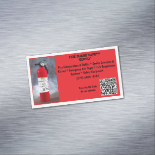 Rotes Feuerlöscher-Feuerwehr-Sicherheit   Magnetische Visitenkarte