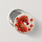 Rotes Feuerpferd - Neujahrsfeier 2026 - Design Button (Vorne & Hinten)