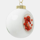 Rotes Feuerpferd - Neujahrsfeier 2026 - Design Keramik Kugel-Ornament (Links)