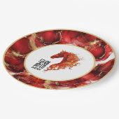 Rotes Feuerpferd Pappteller (Schrägansicht)