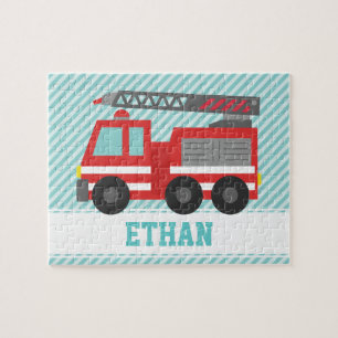 Rotes Feuerwehrauto Kinder Personalisiert Puzzle