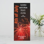 Rotes Feuerwerk 4. Juli Einladung (Stehend Vorderseite)