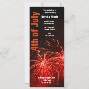 Rotes Feuerwerk 4. Juli Einladung