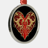 Rotes Filigree Herz Rund Ornament (Rechts)