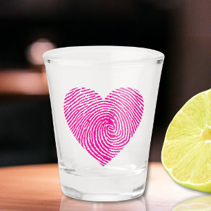 Rotes Fingerabdruck-Herz-Liebe-Shotglas Schnapsglas
