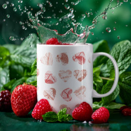 Rotes Fingerabdruck-Herzen-Muster Valentinstag Kaffeetasse