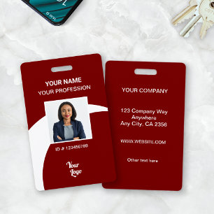 Rotes firmeneigenes Mitarbeiter-Foto-ID-Sicherheit Ausweis