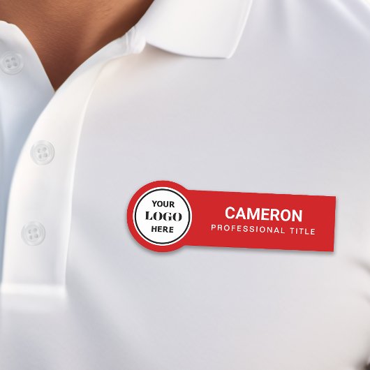 Rotes Firmenlogo Namensschild
