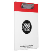 Rotes Firmenlogo, Slogan, Website Klemmbrett (Rechts)