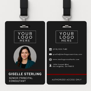 Rotes Firmenschild mit individuellem Foto-ID-Logo  Ausweis