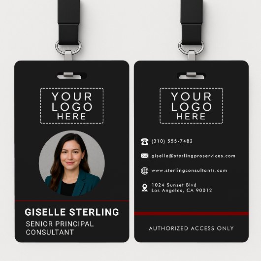 Rotes Firmenschild mit individuellem Foto-ID-Logo Ausweis