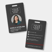 Rotes Firmenschild mit individuellem Foto-ID-Logo Ausweis (Vorder- & Rückseite)